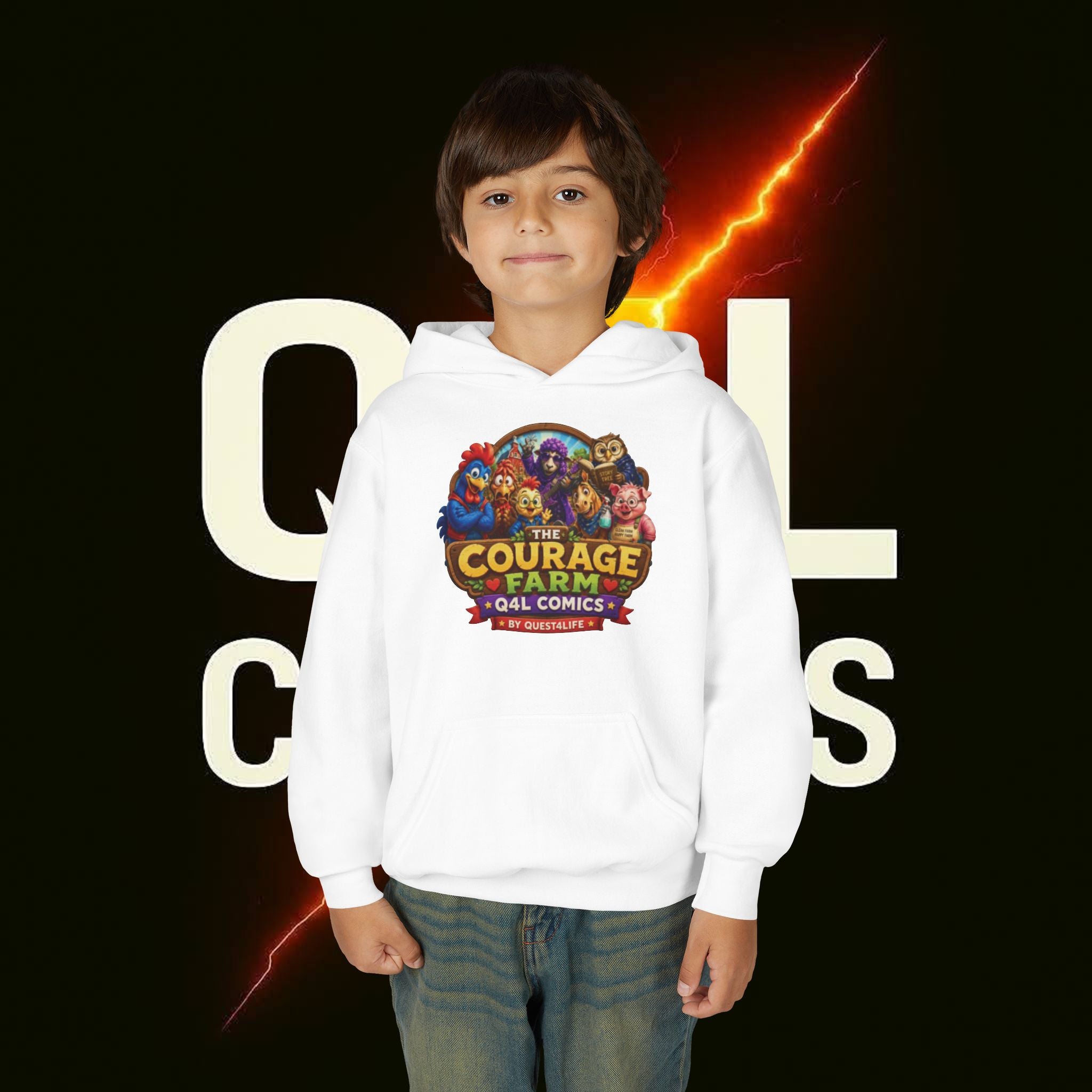 Youth Hoodie — The Courage Farm x Q4L Comics Graphic Pullover
