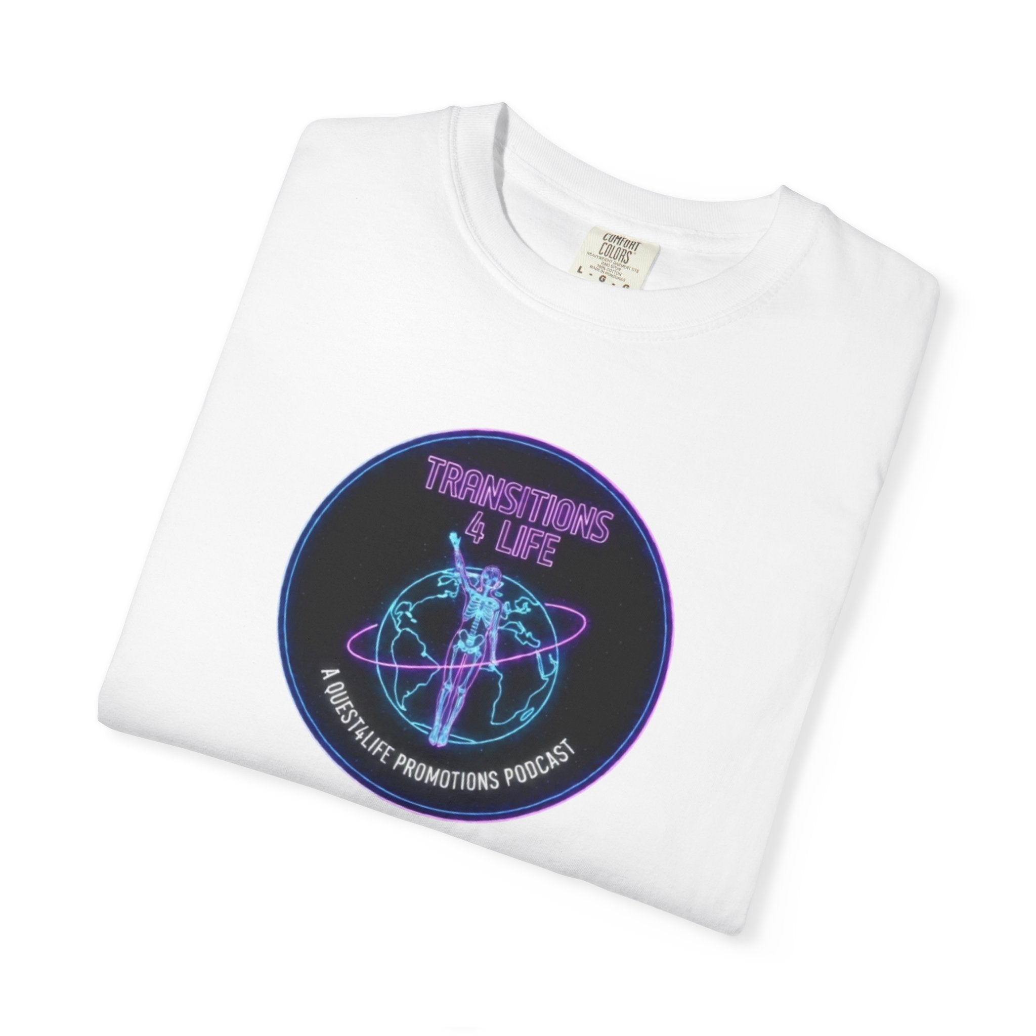 Quest4Life Lion Tee — Retro Neon Globe Front & Red Lion Back Graphic T-Shirt