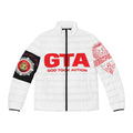 Puffer Jacket — GTA "God Took Action" Red Logo & Crest Graphic