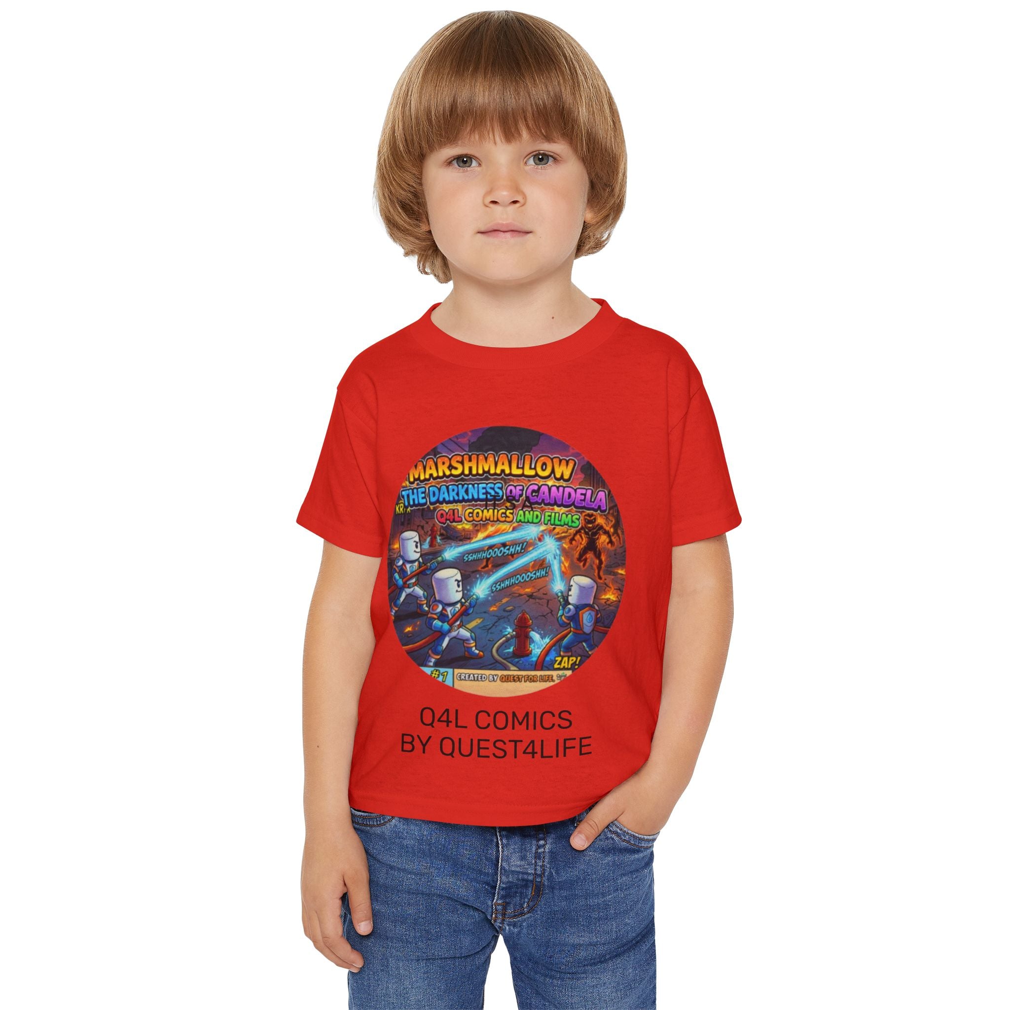 Toddler T-Shirt — "Marshmallow: The Darkness vs Candela" Comic Art (Q4L Comics by Quest4Life)