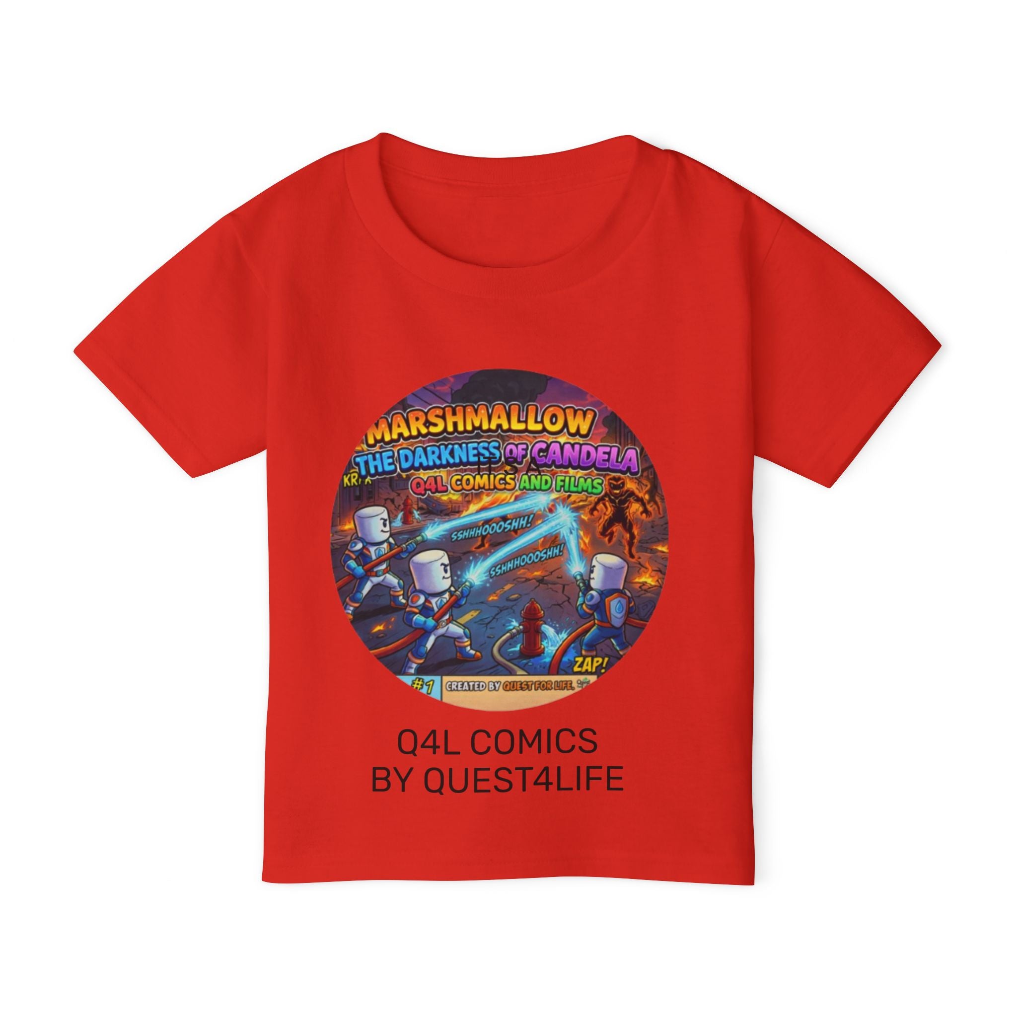 Toddler T-Shirt — "Marshmallow: The Darkness vs Candela" Comic Art (Q4L Comics by Quest4Life)