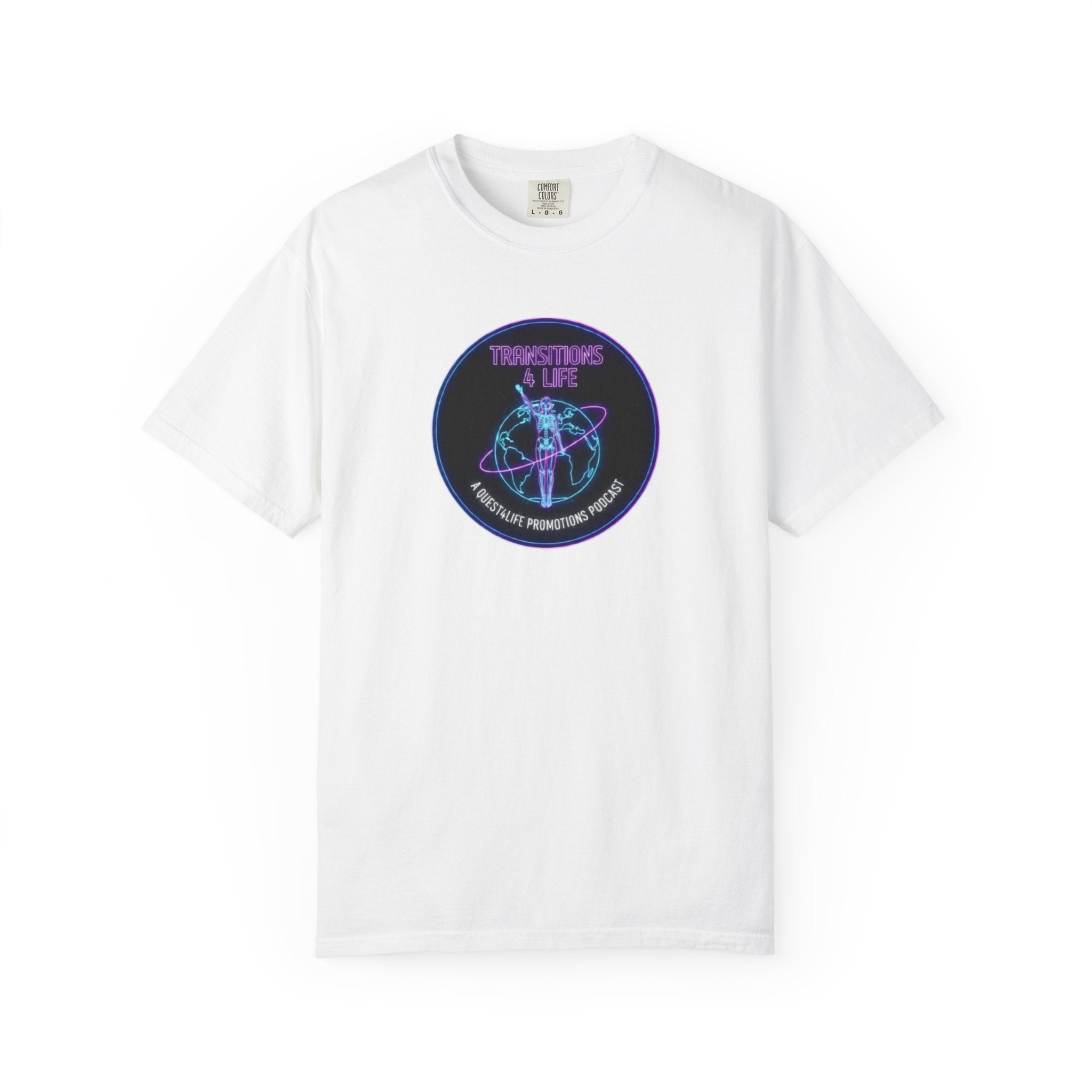 Quest4Life Lion Tee — Retro Neon Globe Front & Red Lion Back Graphic T-Shirt