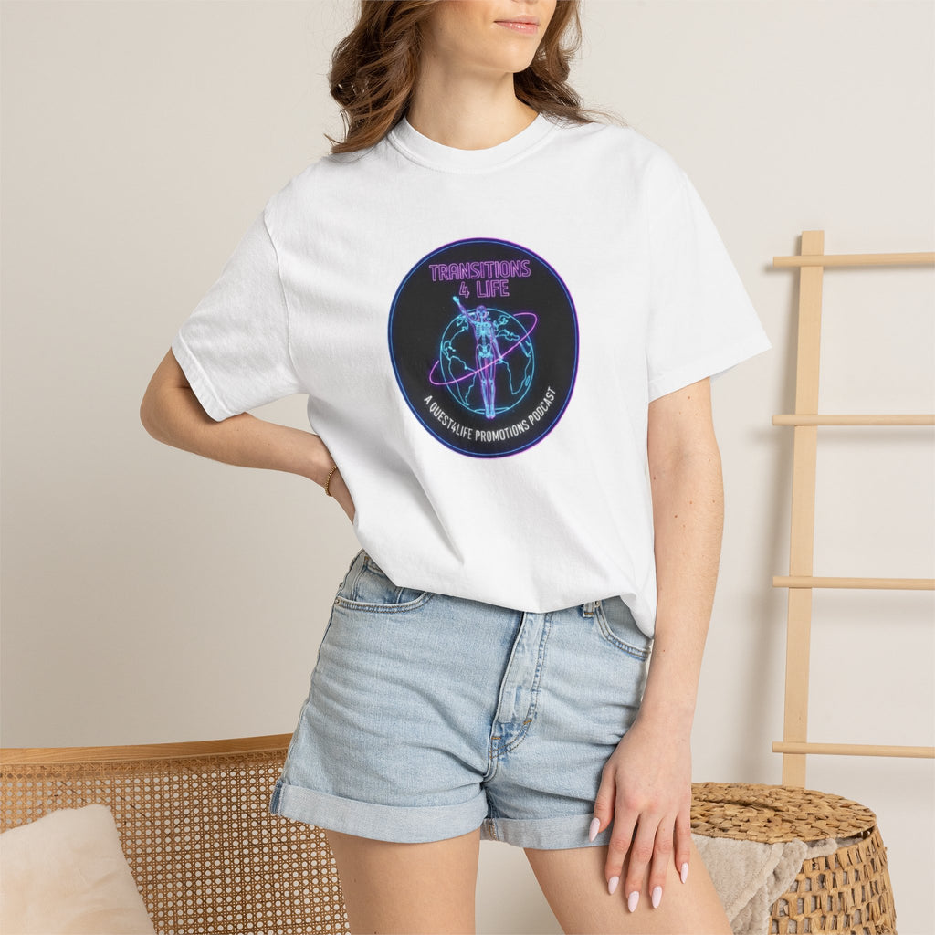 Quest4Life Lion Tee — Retro Neon Globe Front & Red Lion Back Graphic T-Shirt