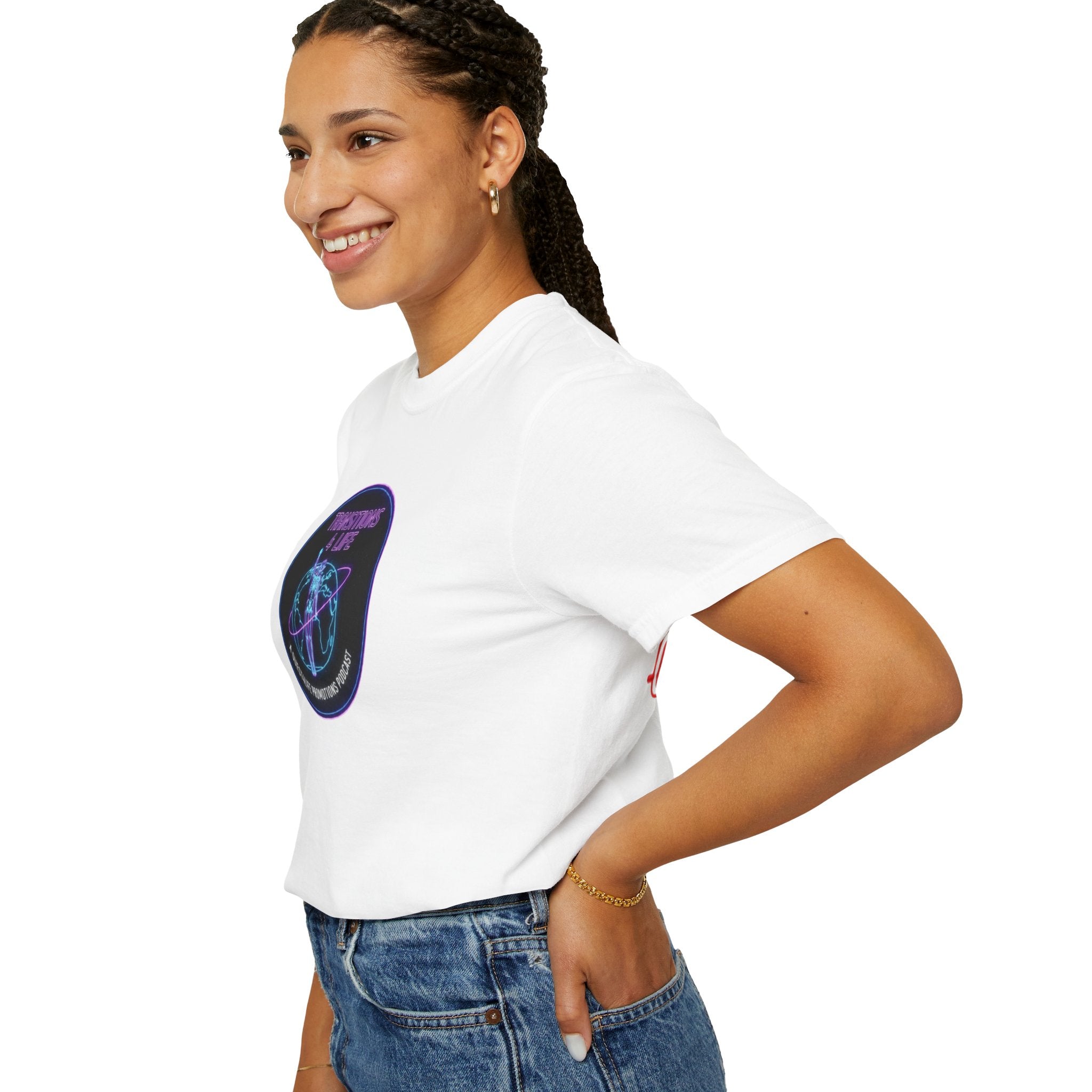 Quest4Life Lion Tee — Retro Neon Globe Front & Red Lion Back Graphic T-Shirt