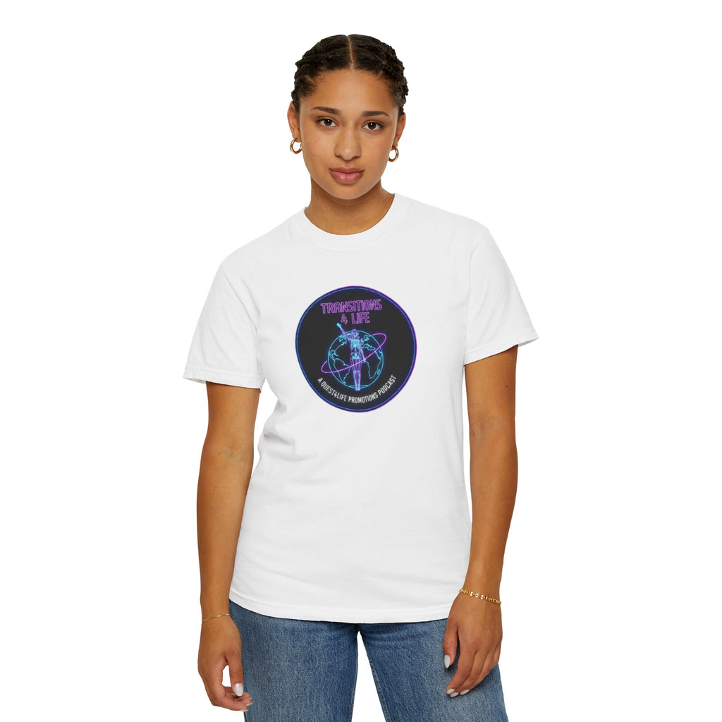Quest4Life Lion Tee — Retro Neon Globe Front & Red Lion Back Graphic T-Shirt