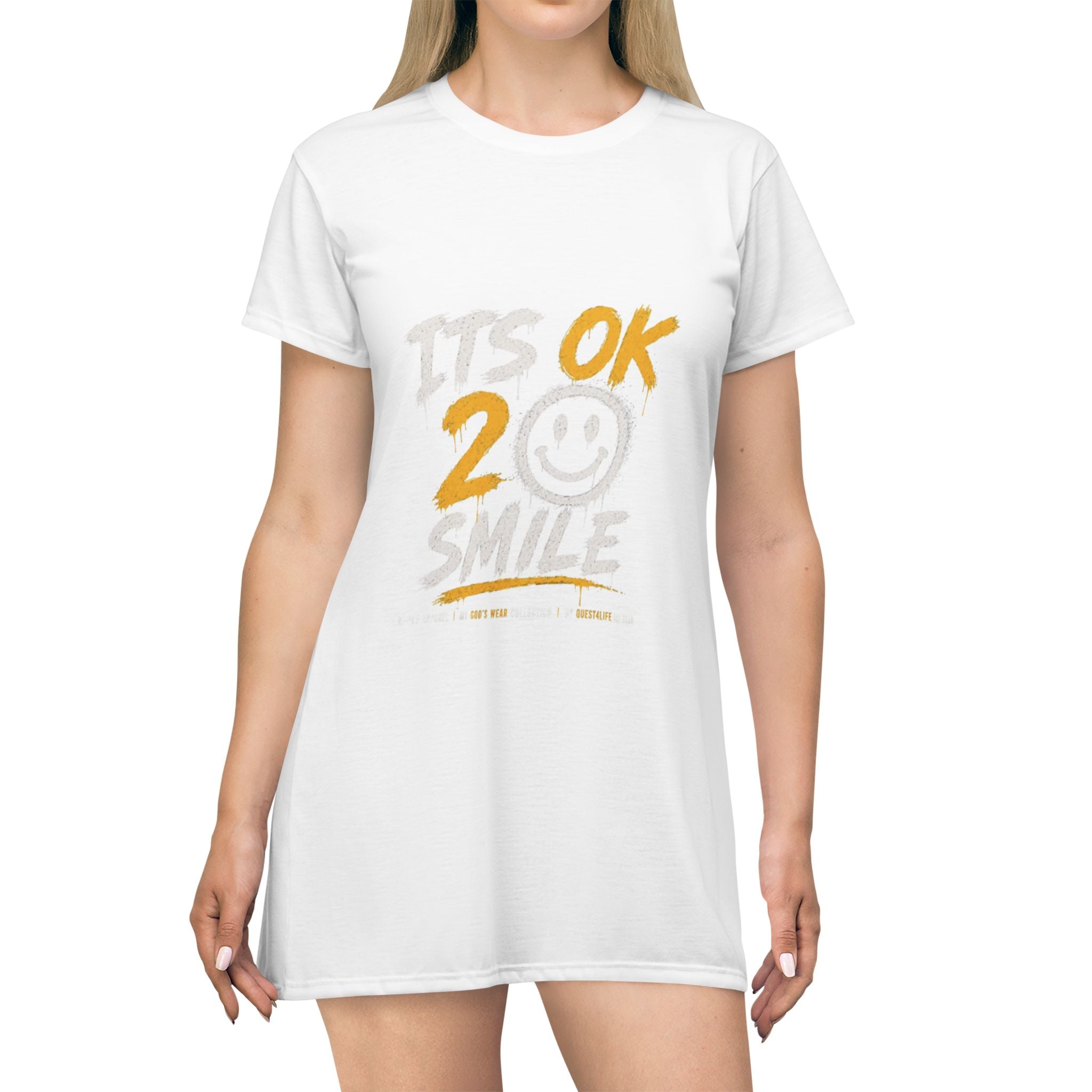 T-Shirt Dress — “It’s OK 2 Smile” Positive Graphic