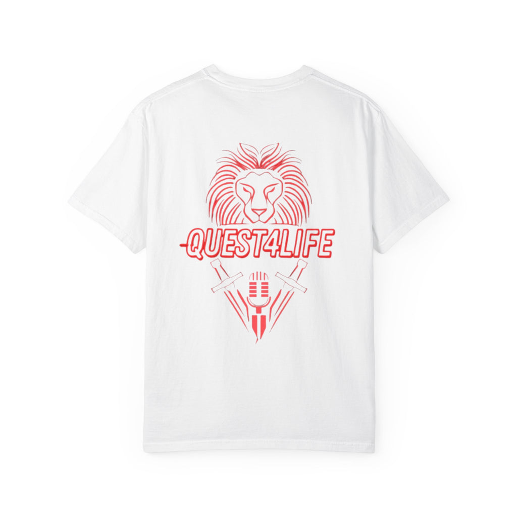 Quest4Life Lion Tee — Retro Neon Globe Front & Red Lion Back Graphic T-Shirt