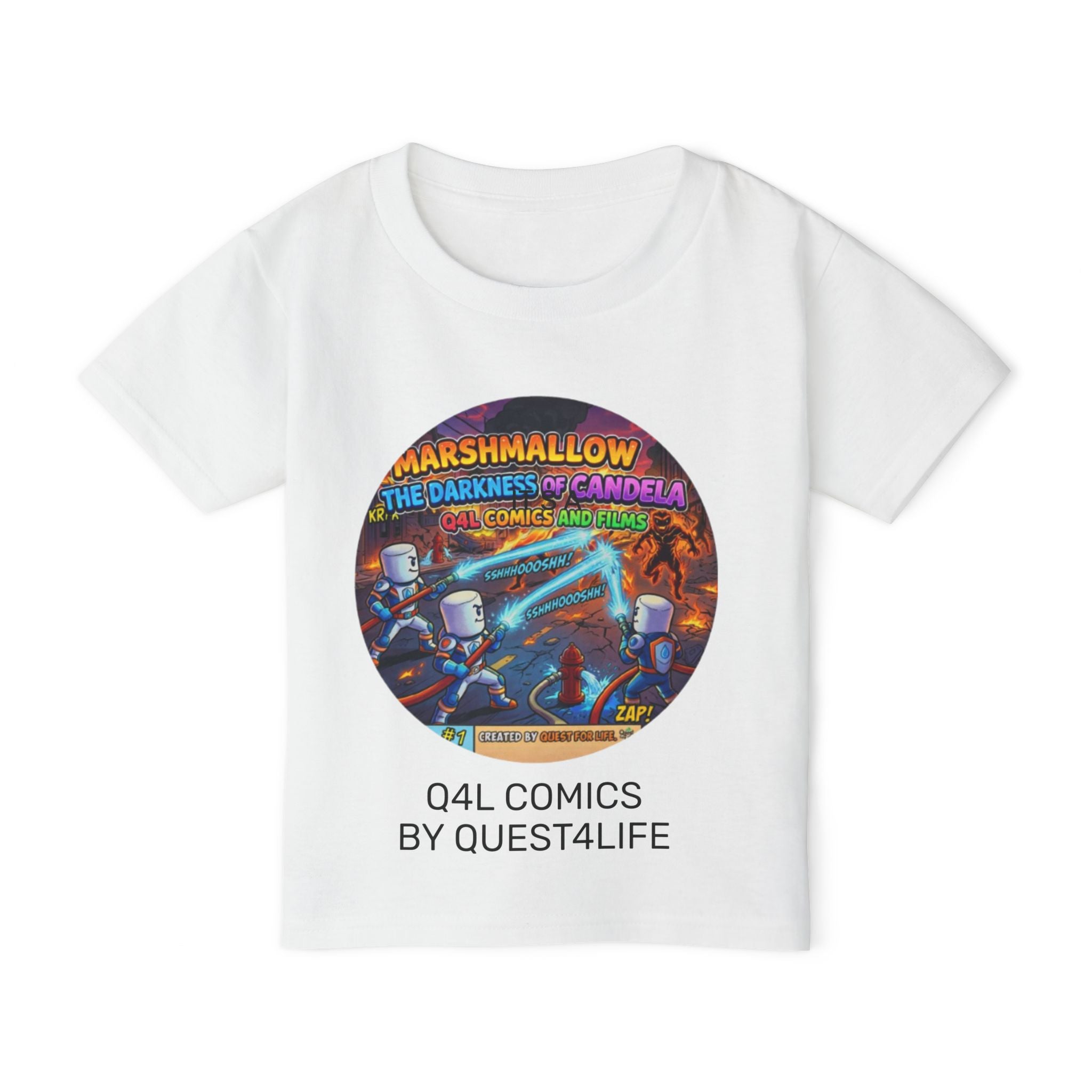 Toddler T-Shirt — "Marshmallow: The Darkness vs Candela" Comic Art (Q4L Comics by Quest4Life)